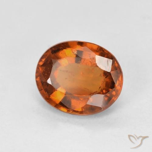 1.45カラットの天然Medium Dark-Orangeヘソナイトガーネット、楕円形、VS