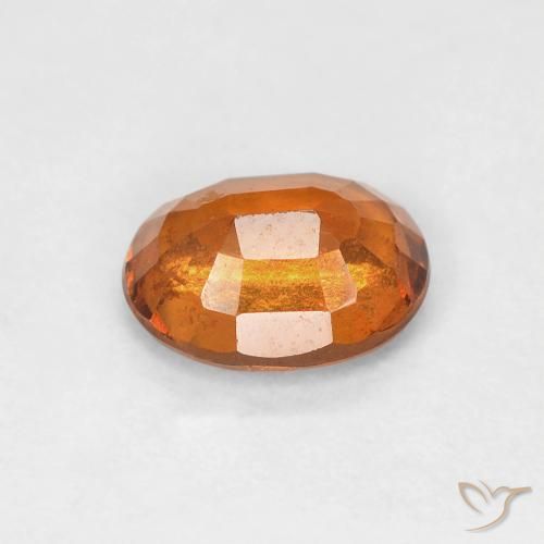 0.89カラットの天然Medium Dark-Orangeヘソナイトガーネット、楕円形、VS
