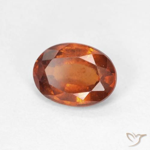1.35カラットの天然Medium Dark-Orangeヘソナイトガーネット、楕円形、VS