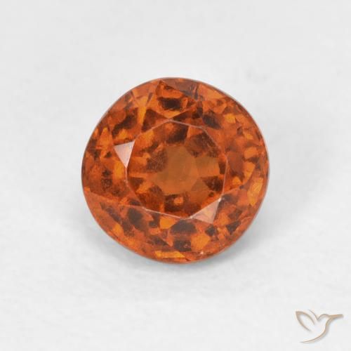 1.00ct 天然 アンバーオレンジ ヘソナイトガーネット, ラウンド, VVS-VS