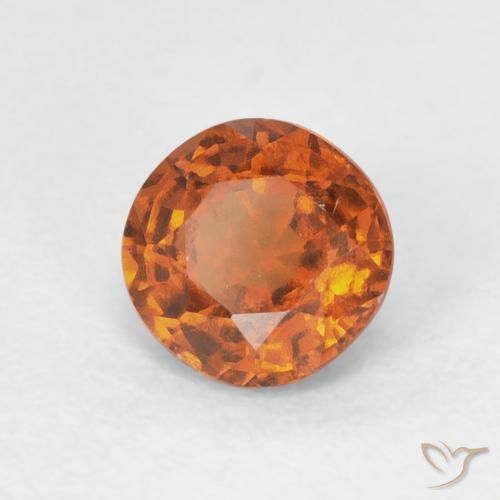 0.95カラットの天然Medium Dark-Orangeヘソナイトガーネット、ラウンド、VVS-VS