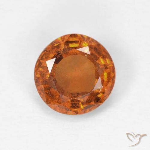 0.83カラットの天然Medium Dark-Orangeヘソナイトガーネット、ラウンド、VS