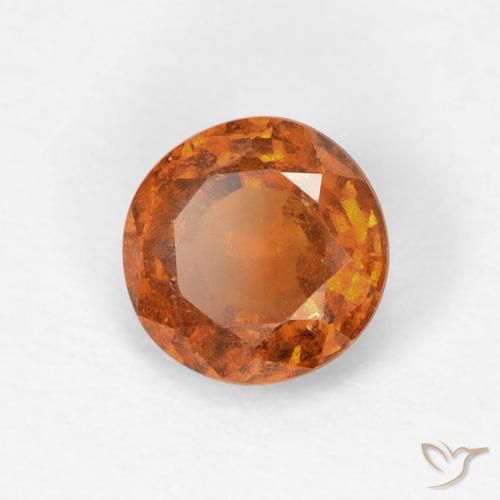 0.83カラットの天然Medium Dark-Orangeヘソナイトガーネット、ラウンド、VS