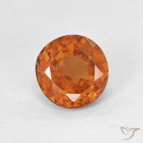0.85ct 天然 Medium Dark-Orange ヘソナイトガーネット, ラウンド, VS