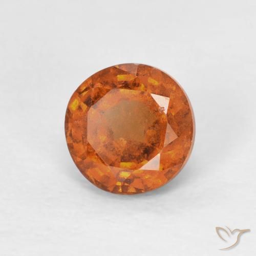 0.85カラットの天然Medium Dark-Orangeヘソナイトガーネット、ラウンド、VS