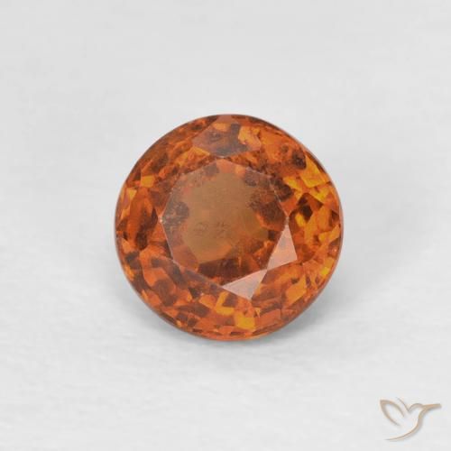 0.85カラットの天然Medium Dark-Orangeヘソナイトガーネット、ラウンド、VS