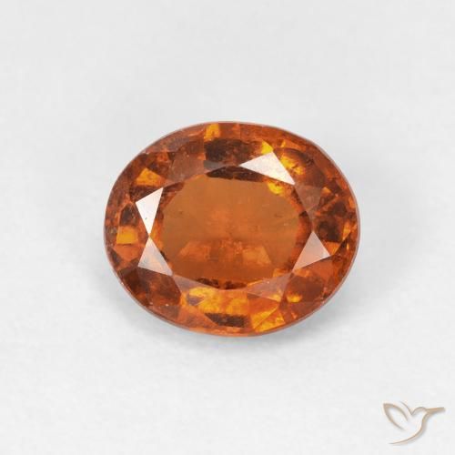 1.56カラットの天然Medium Dark-Orangeヘソナイトガーネット、楕円形、VS
