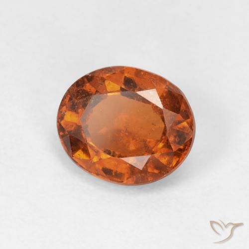 1.56カラットの天然Medium Dark-Orangeヘソナイトガーネット、楕円形、VS