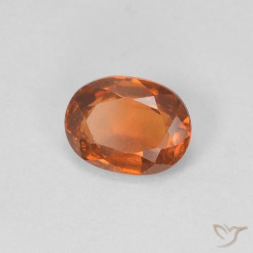 0.96カラットの天然Medium Dark-Orangeヘソナイトガーネット、楕円形、VVS-VS