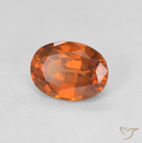 1.27カラットの天然Medium Dark-Orangeヘソナイトガーネット、楕円形、VVS-VS