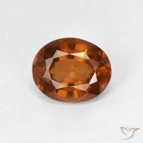 0.98カラットの天然Medium Dark-Orangeヘソナイトガーネット、楕円形、VVS-VS