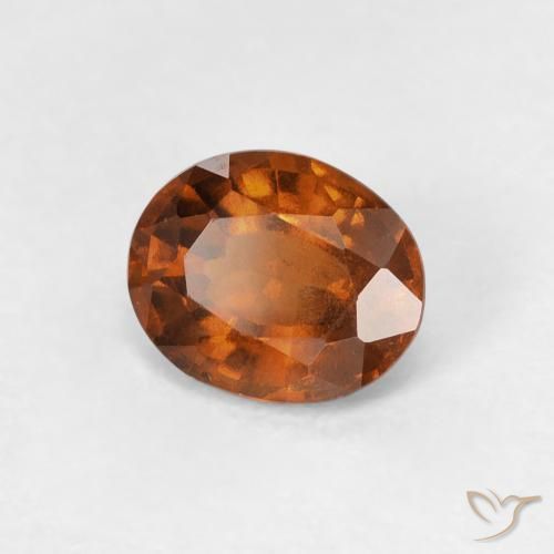 0.98カラットの天然Medium Dark-Orangeヘソナイトガーネット、楕円形、VVS-VS