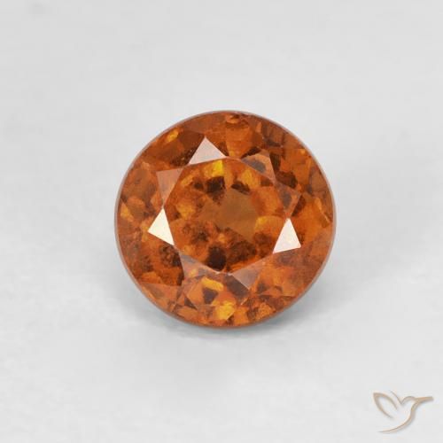 0.90カラットの天然Medium Dark-Orangeヘソナイトガーネット、ラウンド、VVS-VS
