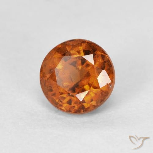 0.90カラットの天然Medium Dark-Orangeヘソナイトガーネット、ラウンド、VVS-VS