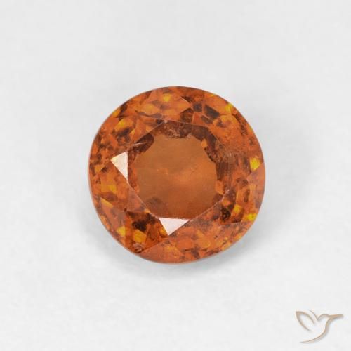 0.96カラットの天然Medium Dark-Orangeヘソナイトガーネット、ラウンド、VS