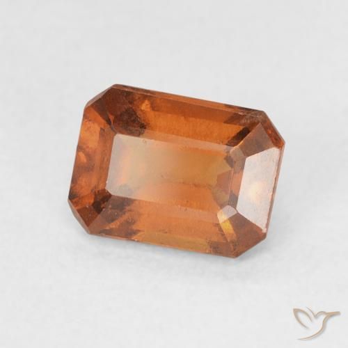 1.48カラットの天然Medium Dark-Orangeヘソナイトガーネット、八角形 / エメラルドカット、VVS-VS