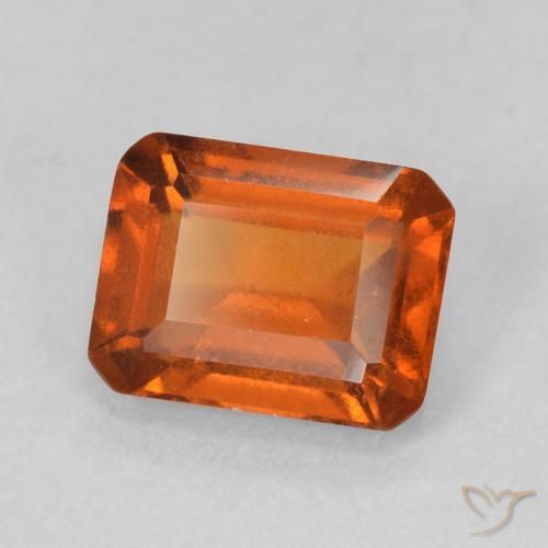 1.56カラットの天然赤みがかったオレンジヘソナイトガーネット、八角形 / エメラルドカット、VS