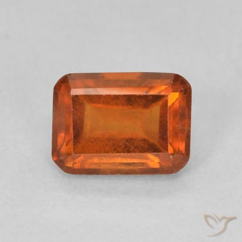 1.28ct 天然 赤みがかったオレンジ ヘソナイトガーネット, エメラルドカット, VS