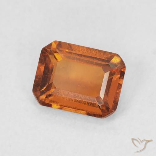 1.12カラットの天然Medium Dark-Orangeヘソナイトガーネット、八角形 / エメラルドカット、VVS-VS