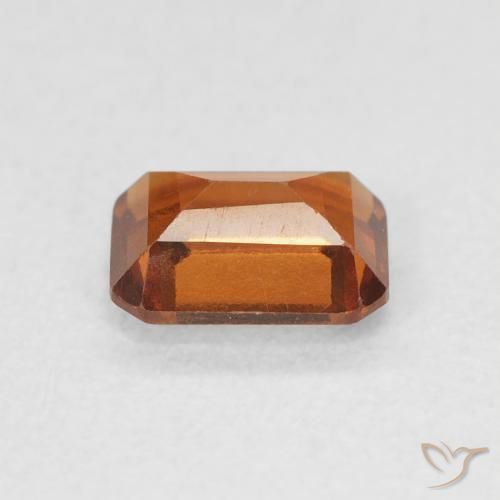 1.12カラットの天然Medium Dark-Orangeヘソナイトガーネット、八角形 / エメラルドカット、VVS-VS