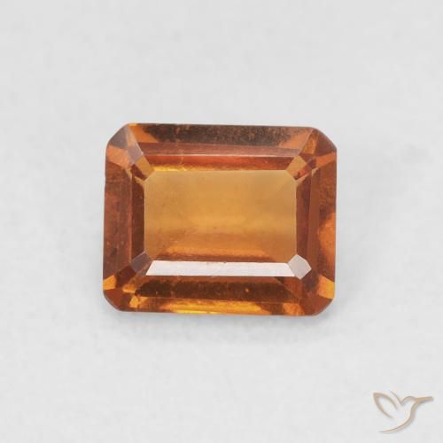 0.82カラットの天然Medium Dark-Orangeヘソナイトガーネット、八角形 / エメラルドカット、VVS-VS