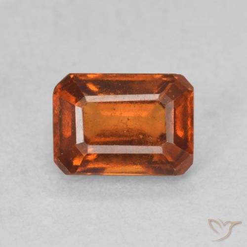 1.31ct 天然 赤みがかったオレンジ ヘソナイトガーネット, エメラルドカット, VS-SI