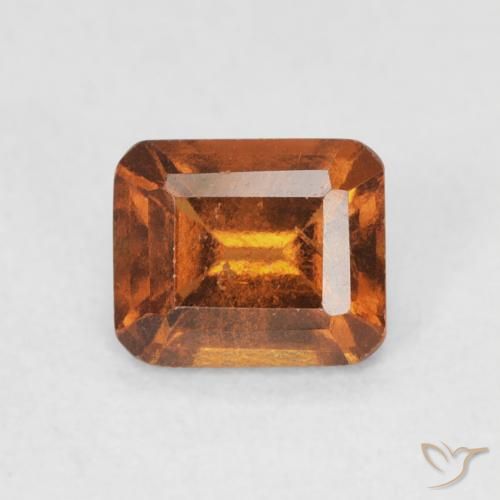 0.86ct 天然 ミディアムオレンジ ヘソナイトガーネット, エメラルドカット, VS-SI