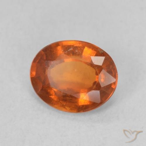 1.15カラットの天然Medium Dark-Orangeヘソナイトガーネット、楕円形、VS-SI