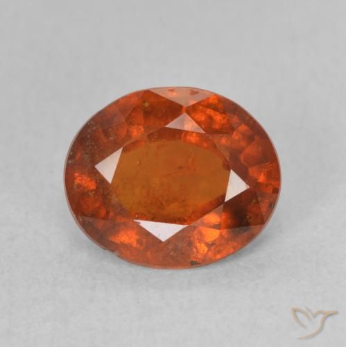 1.85ct 天然 ミディアムオレンジ ヘソナイトガーネット, 楕円形, VS-SI