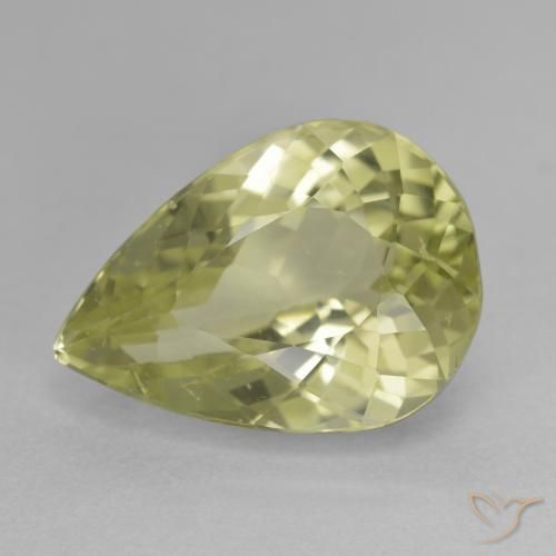 11.36ct 天然 Medium Light-Yellow ヒデナイト, 洋梨の形, VS