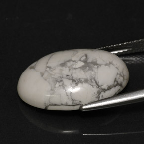 9.53カラットの天然灰色がかった白ハウライト（18×13.1 mm・オーバルカット）