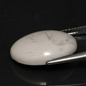 9.26カラットの天然灰色がかった白ハウライト、オーバルカット、オペーク