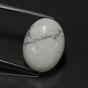 7.96カラットの天然灰色がかった白ハウライト（16.3×12.2 mm・オーバルカット）