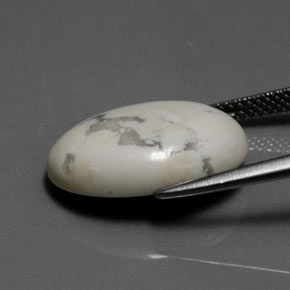 9.40カラットの天然灰色がかった白ハウライト、オーバルカット、オペーク