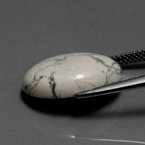 9.98カラットの天然灰色がかった白ハウライト、オーバルカット、オペーク