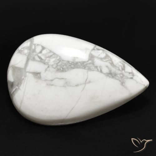 23.41ct 天然 灰色がかった白 ハウライト, 洋梨の形, オペーク