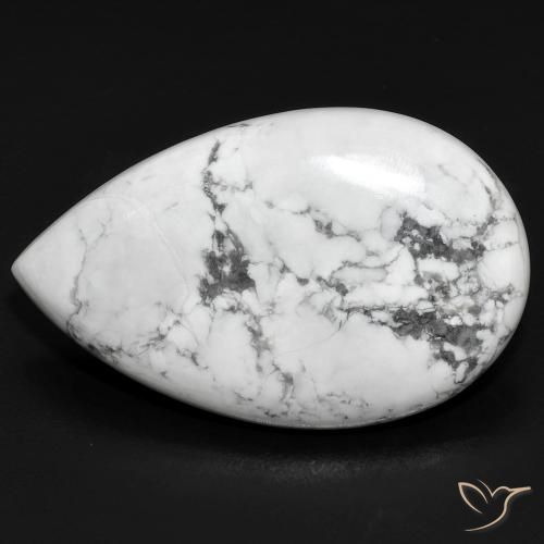 22.34ct 天然 灰色がかった白 ハウライト, 洋梨の形, オペーク