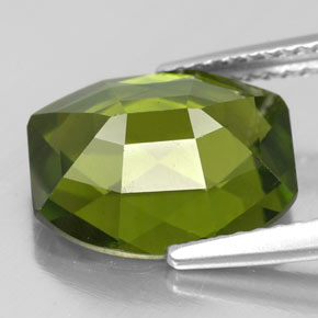 4.70カラットの天然オリーブグリーンイドクレース、クッションカット、VS