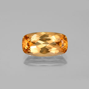 3.41カラットの天然ゴールデンオレンジインペリアルトパーズ（12.8×6.8 mm・クッションカット）