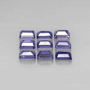 カラットの天然バイオレットブルーアイオライト（6×4 mm・エメラルドカット）