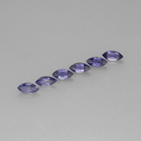カラットの天然バイオレットブルーアイオライト（6×3 mm・マーキス）