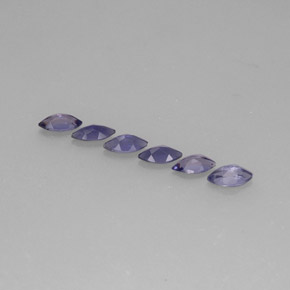 カラットの天然バイオレットブルーアイオライト（6×3 mm・マーキス）