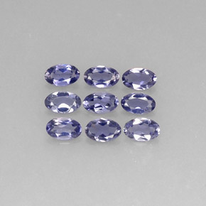 カラットの天然バイオレットブルーアイオライト（4.8×3 mm・オーバルカット）