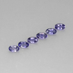 カラットの天然バイオレットブルーアイオライト（5.1×3.1 mm・オーバルカット）