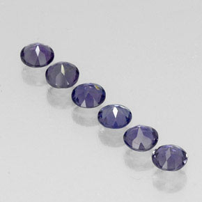 カラットの天然バイオレットブルーアイオライト（3.98 mm・ラウンドカット）