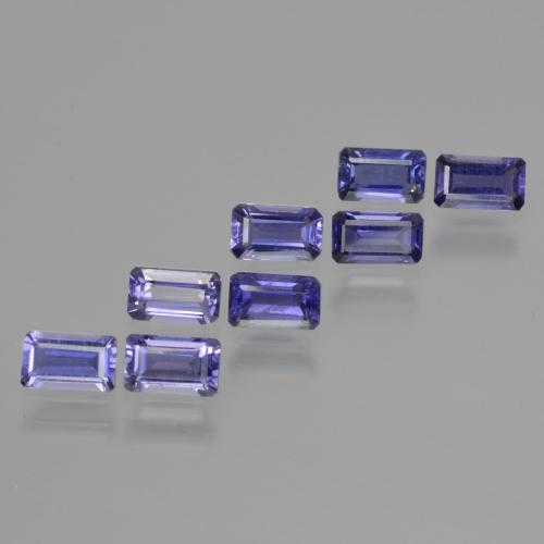 2.17カラットの天然シルバーがかった青アイオライト（5.1×3 mm・エメラルドカット）