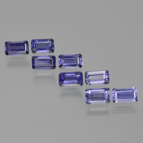 2.17カラットの天然シルバーがかった青アイオライト（5.1×3 mm・エメラルドカット）