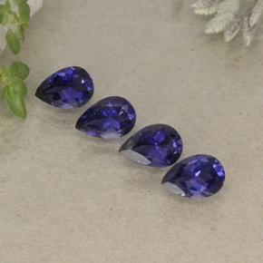 1.63カラットの天然ロイヤルブルーアイオライト（5.9×4 mm・洋梨の形）