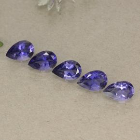 1.74カラットの天然ダークバイオレットアイオライト（6×4 mm・洋梨の形）