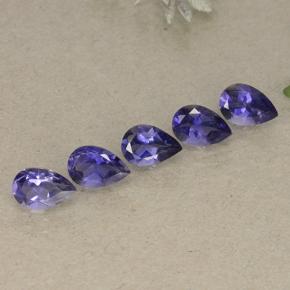 1.74カラットの天然ダークバイオレットアイオライト（6×4 mm・洋梨の形）